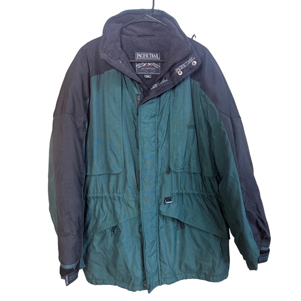 Pacific Trail Outerwear Mens Green Black Colorblock Fleece Lined Winter Jacket M